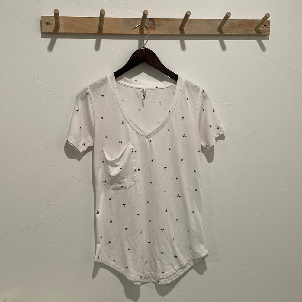 Z Supply White Pocket Tee With Palm Trees